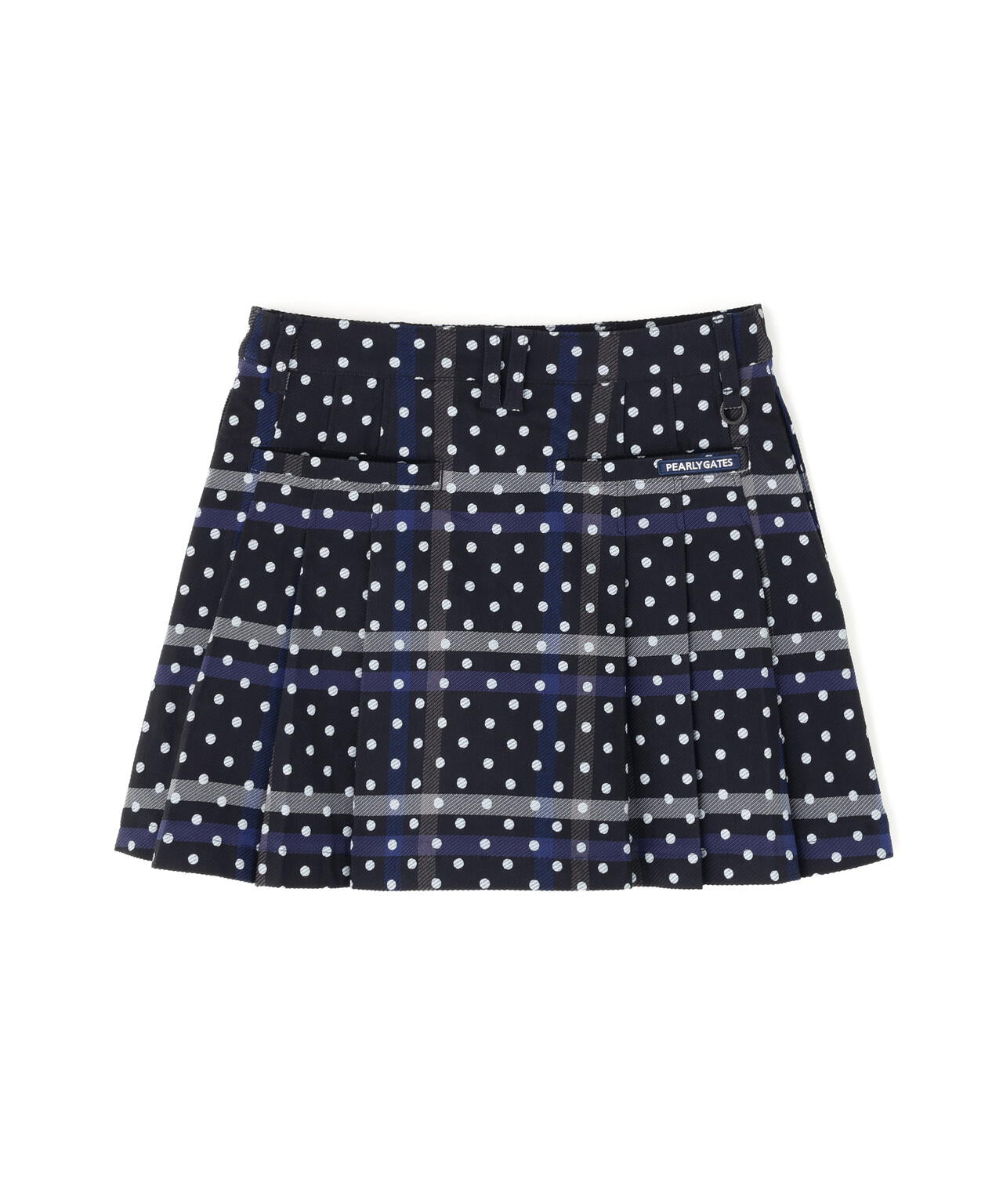 TRストレッチカルゼスカート <チェック×ドット柄>