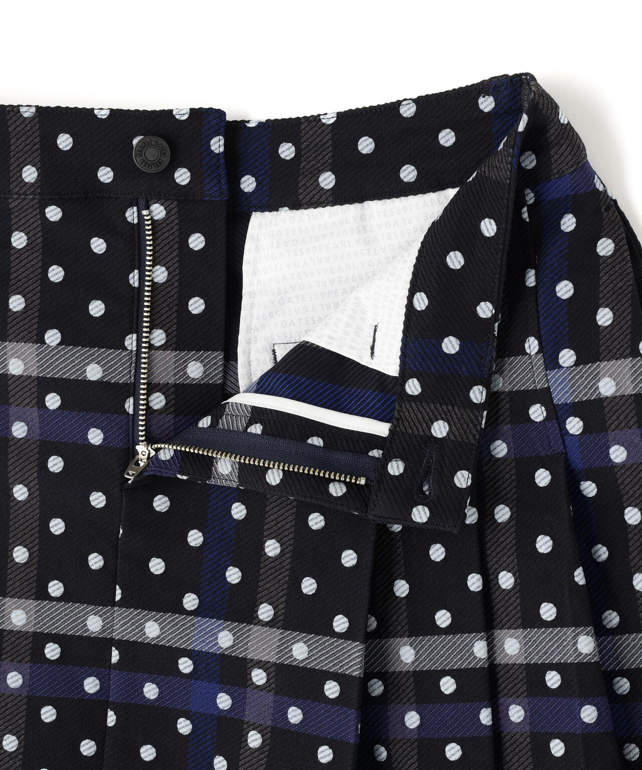 TRストレッチカルゼスカート <チェック×ドット柄>