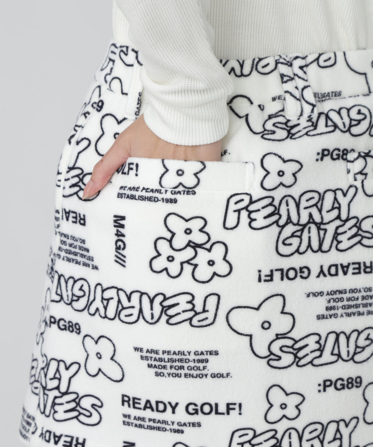 フリース片面起毛スカート <ストリート花柄>