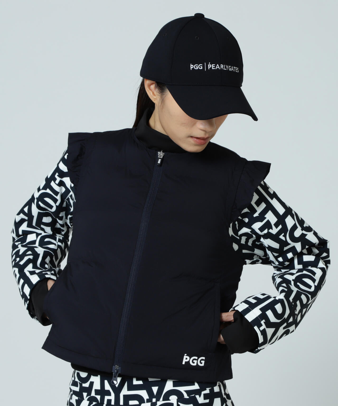 【PGG】【直営店舗&公式オンライン限定】Nyストレッチリップストップフルジップ中綿ベスト (LADIES)