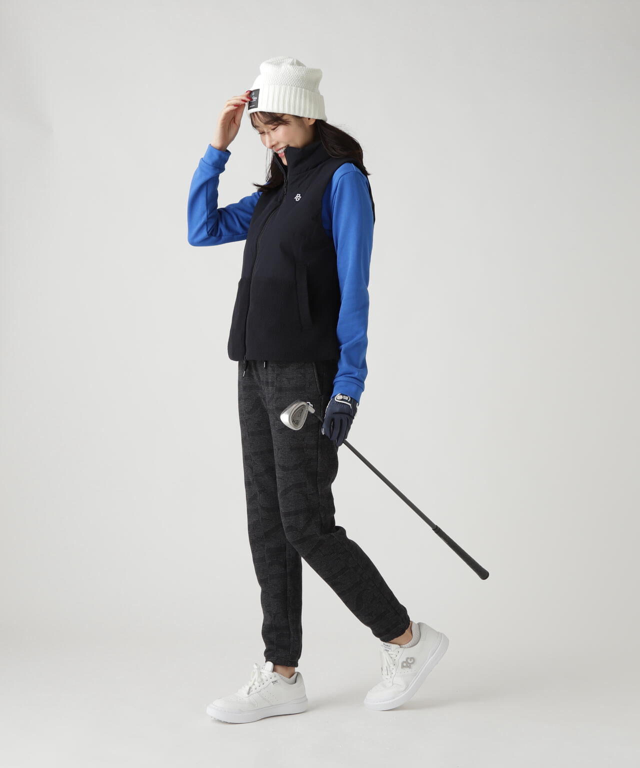 合繊×フリース片面起毛 中綿フルジップアップベスト