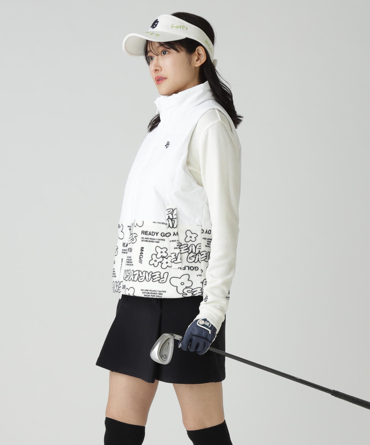 合繊×フリース片面起毛中綿フルジップアップベスト <ストリート花柄>