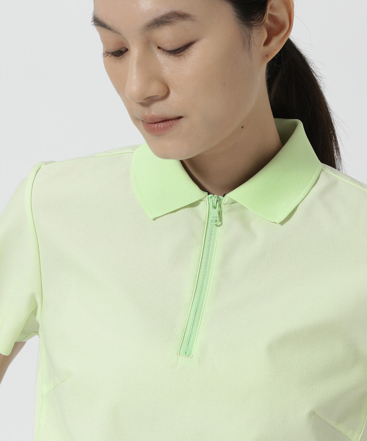 【PGG】【直営店舗&公式オンライン限定】TEXBRID ハイゲージ天竺半袖ジップポロシャツ (LADIES)