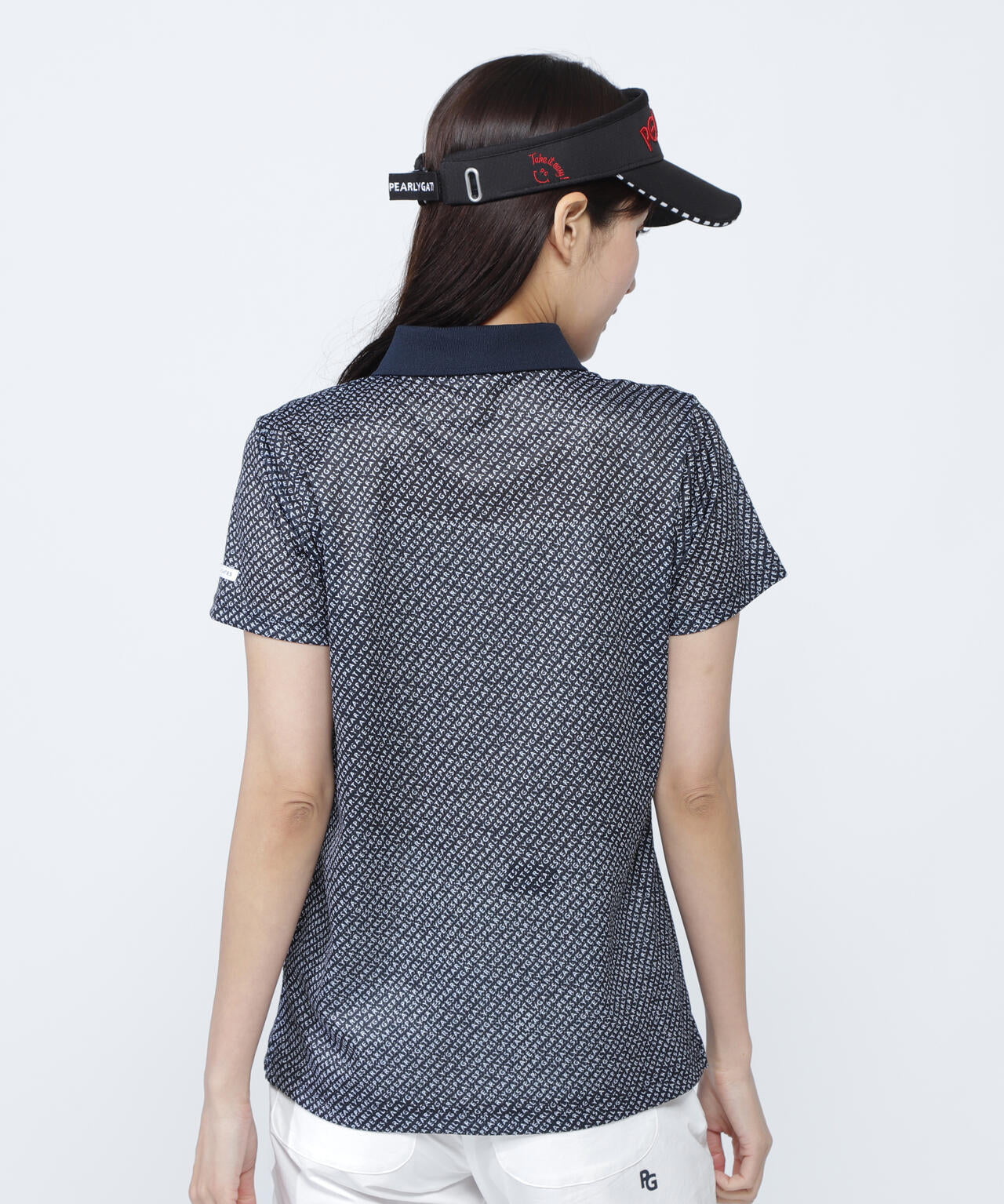 KAZEメッシュ半袖ポロシャツ <ロゴバイヤスボーダー柄>