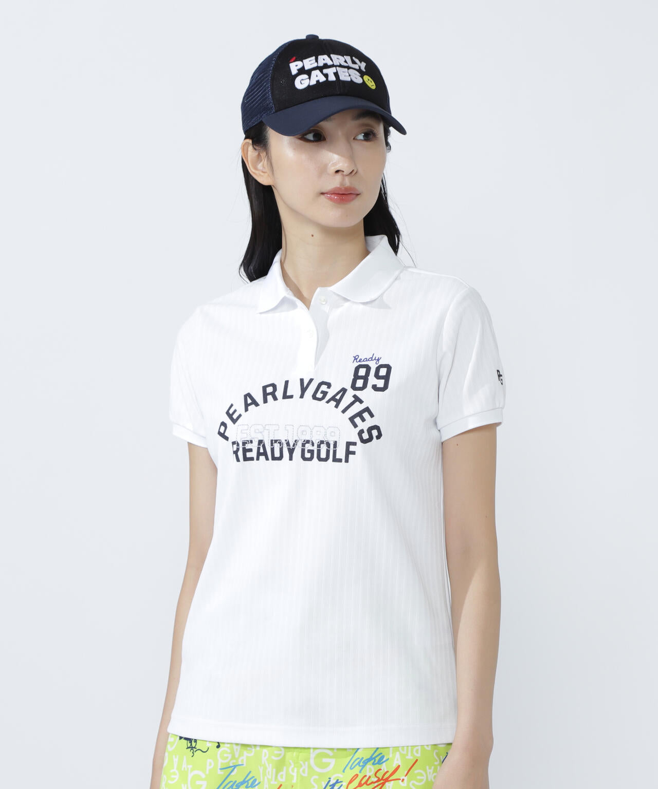 裏カノコストライプ調半袖ポロシャツ