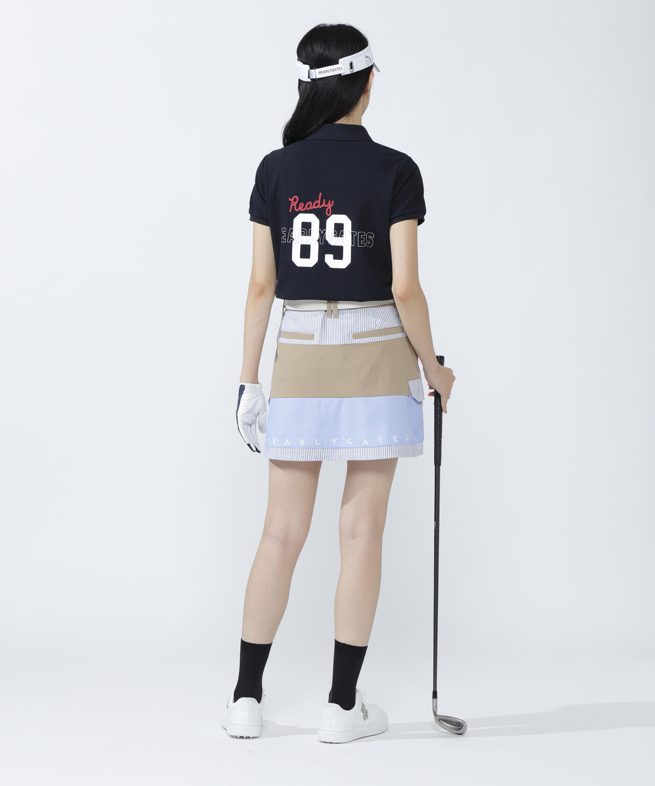 裏カノコストライプ調半袖ポロシャツ