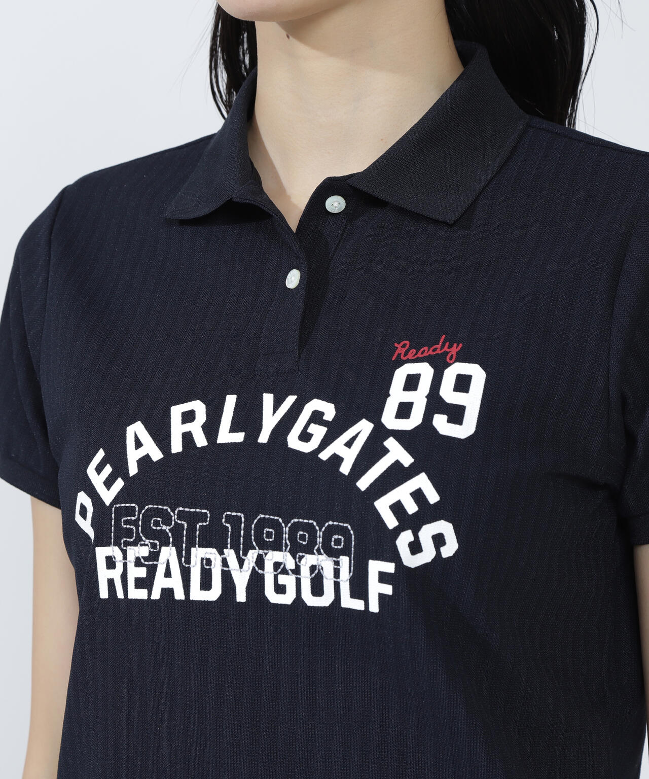 裏カノコストライプ調半袖ポロシャツ