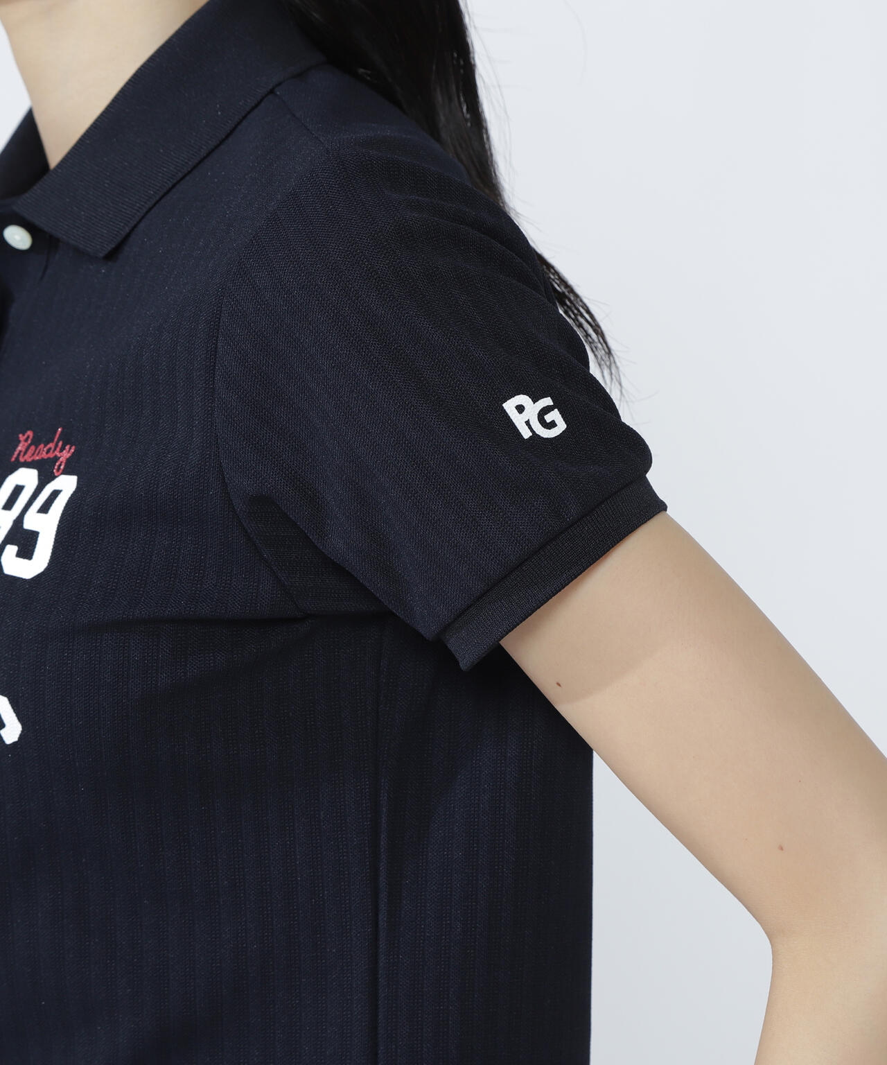 裏カノコストライプ調半袖ポロシャツ