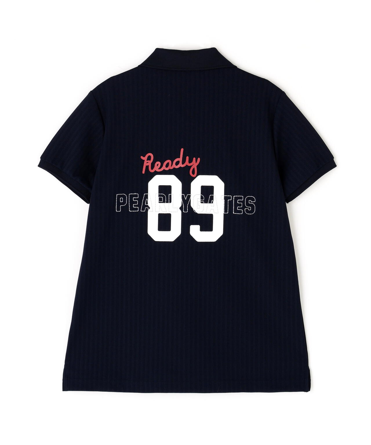 裏カノコストライプ調半袖ポロシャツ