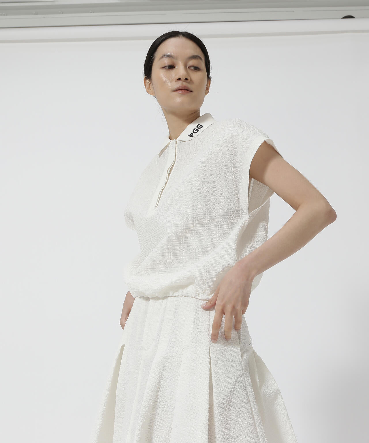 【PGG】【直営店舗&公式オンライン限定】Peストレッチサッカーフレンチスリーブポロシャツ (LADIES)