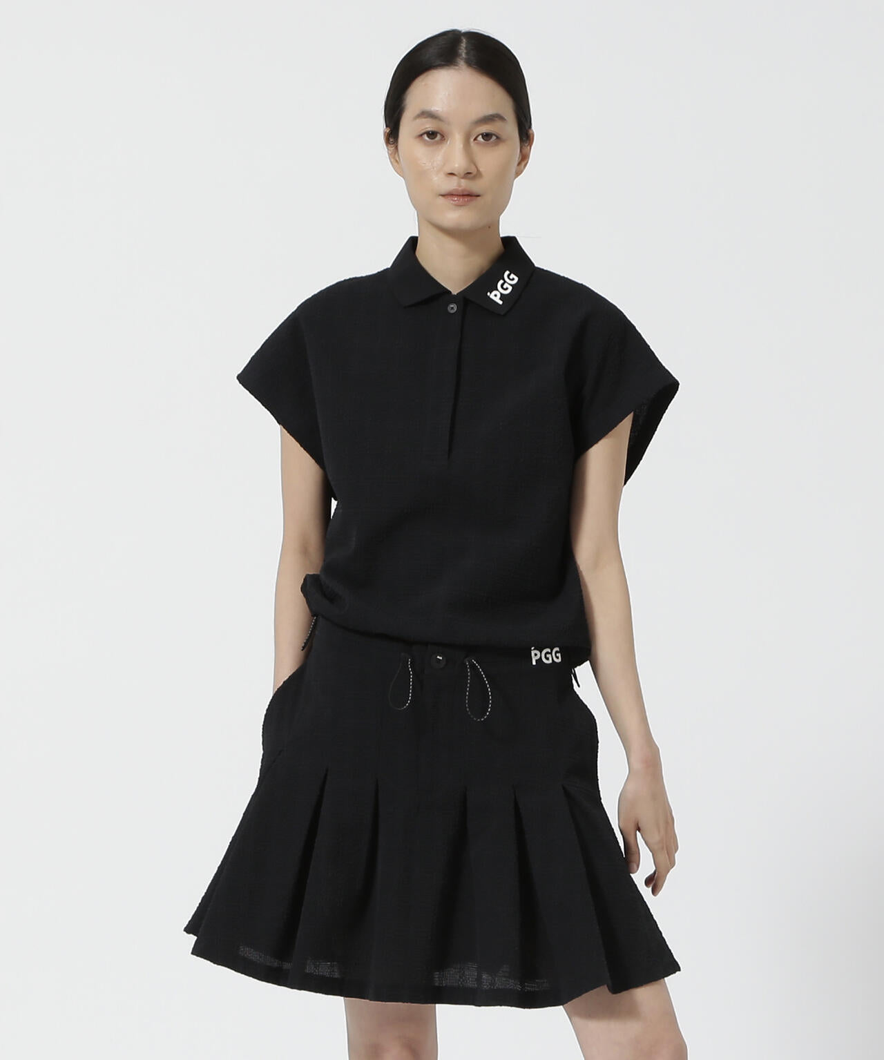 【PGG】【直営店舗&公式オンライン限定】Peストレッチサッカーフレンチスリーブポロシャツ (LADIES)