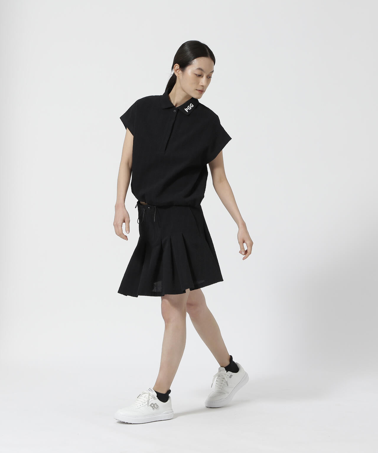 【PGG】【直営店舗&公式オンライン限定】Peストレッチサッカーフレンチスリーブポロシャツ (LADIES)