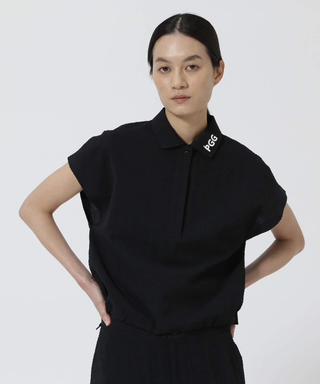 【PGG】【直営店舗&公式オンライン限定】Peストレッチサッカーフレンチスリーブポロシャツ (LADIES)