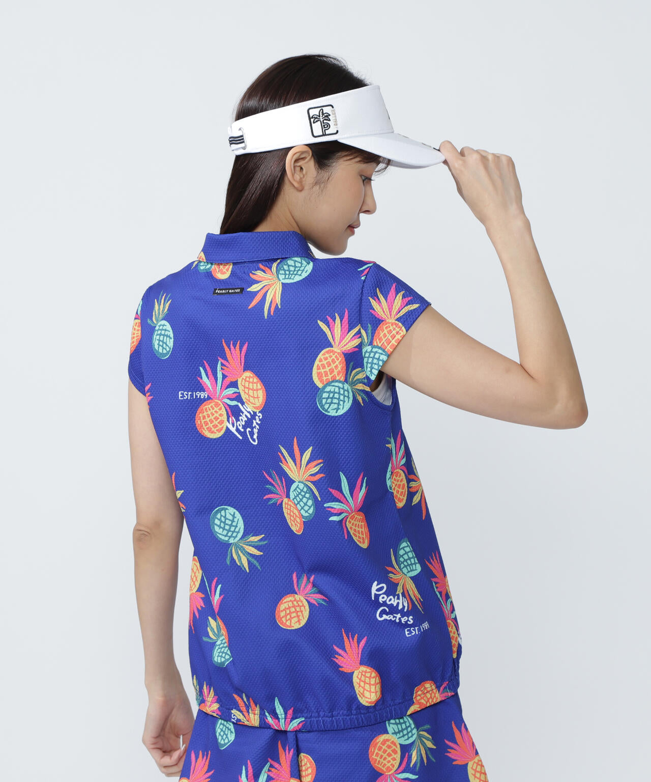 46G75d PBTドビーポロシャツ <パイナップルアート柄>