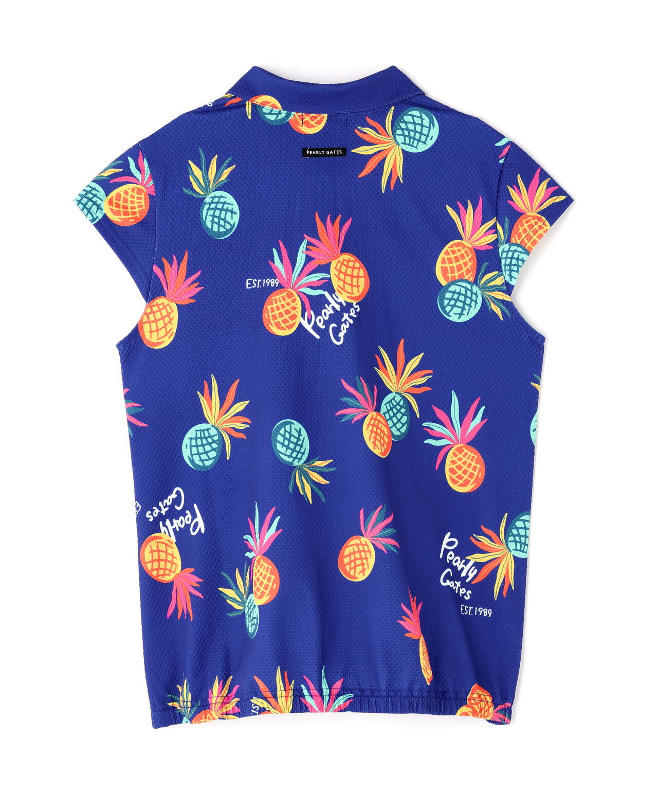 46G75d PBTドビーポロシャツ <パイナップルアート柄>