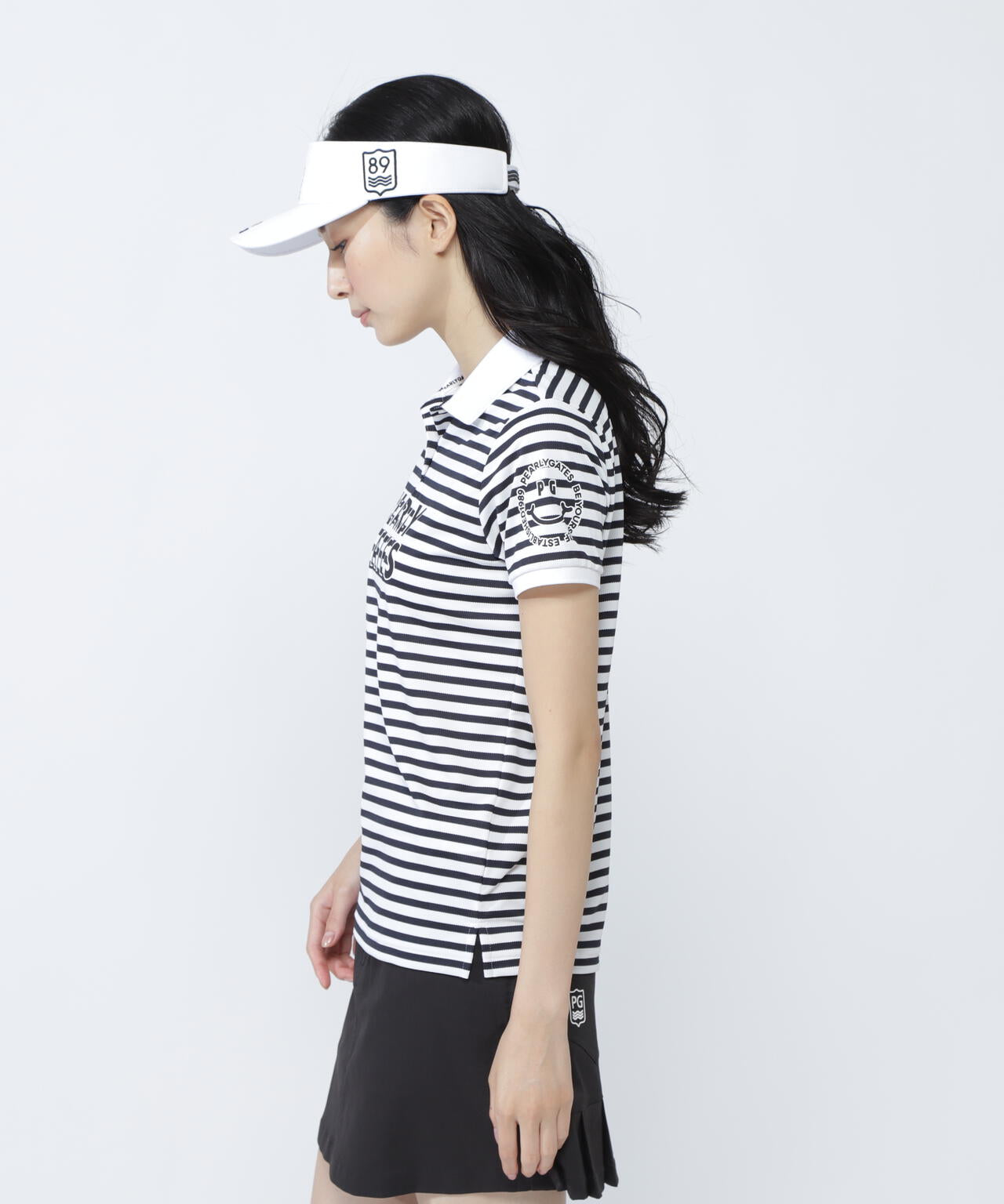 PG is PG ハイゲージストレッチBOXカノコ半袖ポロシャツ <ボーダー柄>