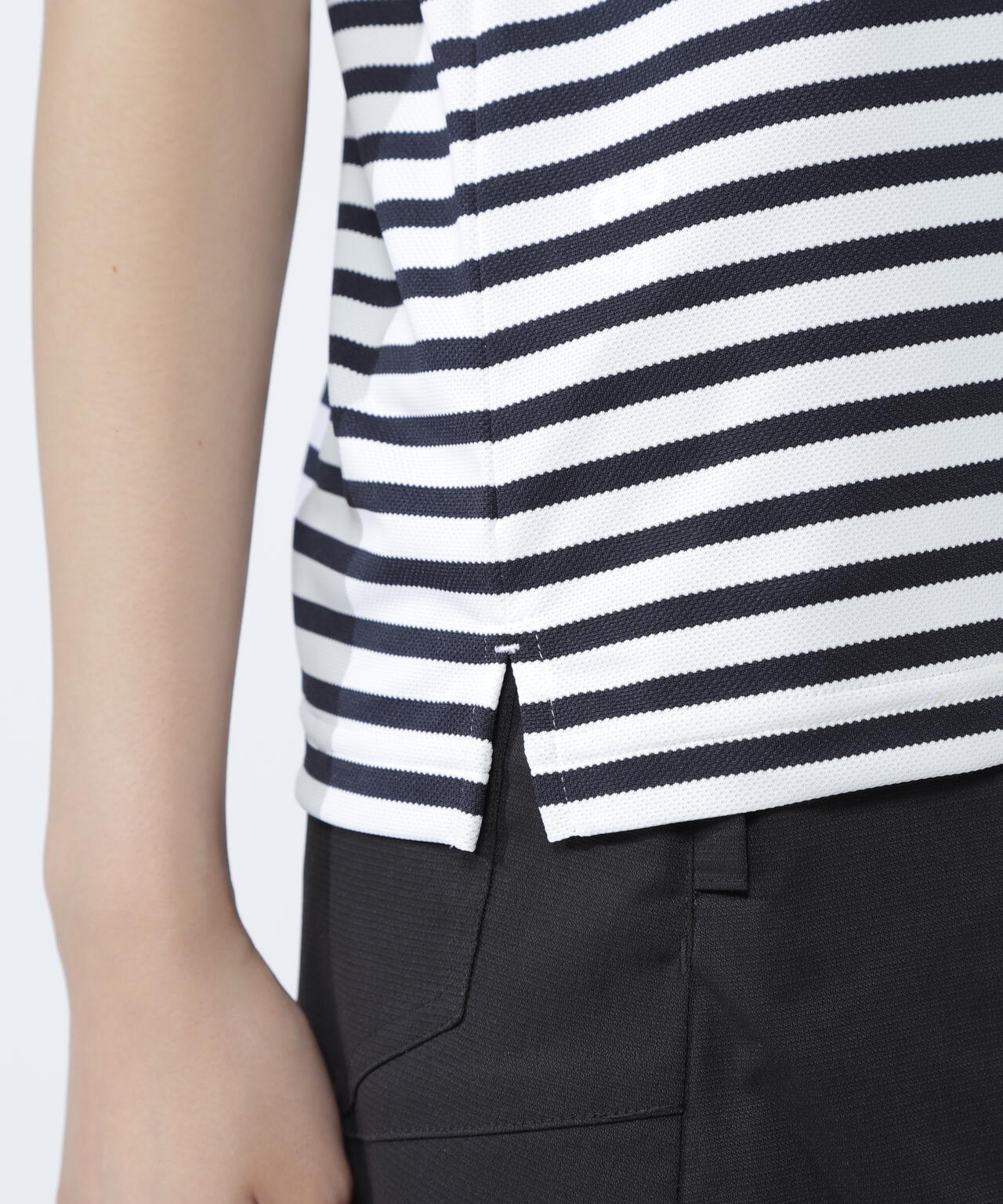 PG is PG ハイゲージストレッチBOXカノコ半袖ポロシャツ <ボーダー柄>