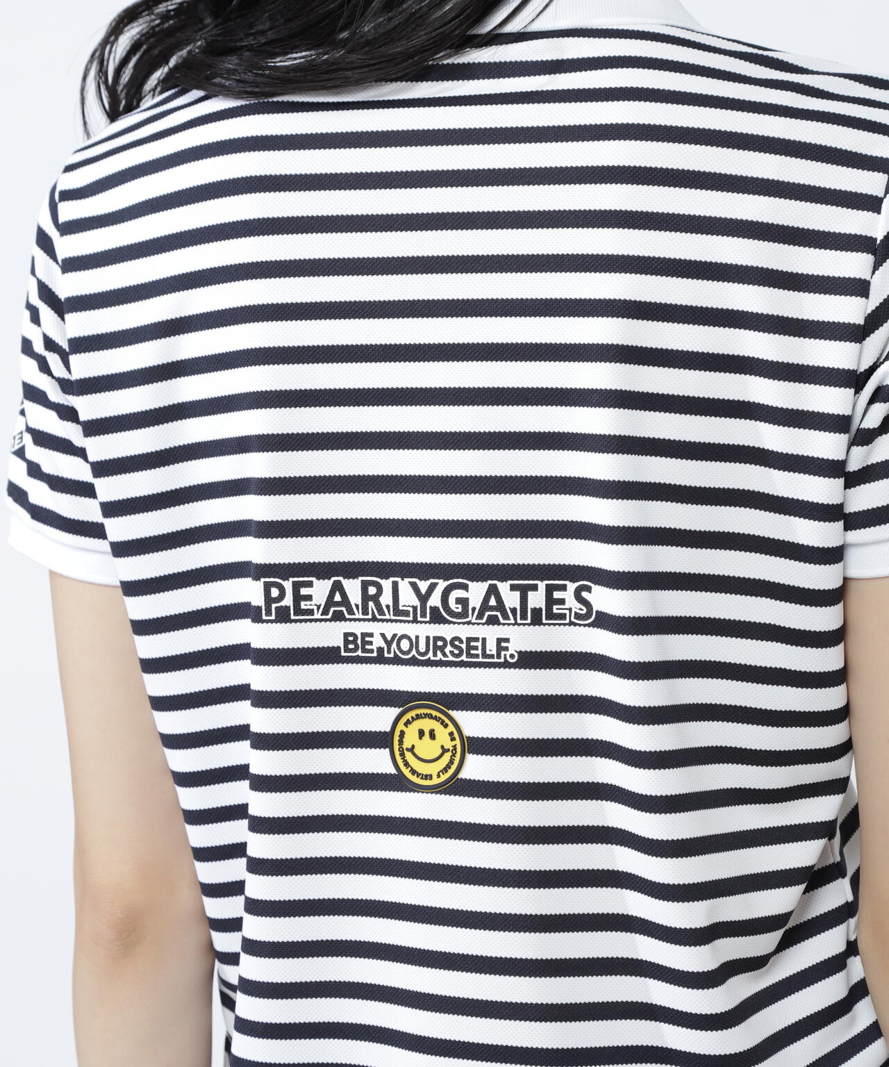 PG is PG ハイゲージストレッチBOXカノコ半袖ポロシャツ <ボーダー柄>