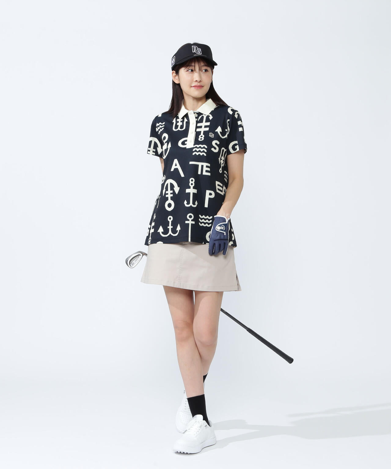 梨地半袖ポロシャツ <アンカーロゴ総柄>