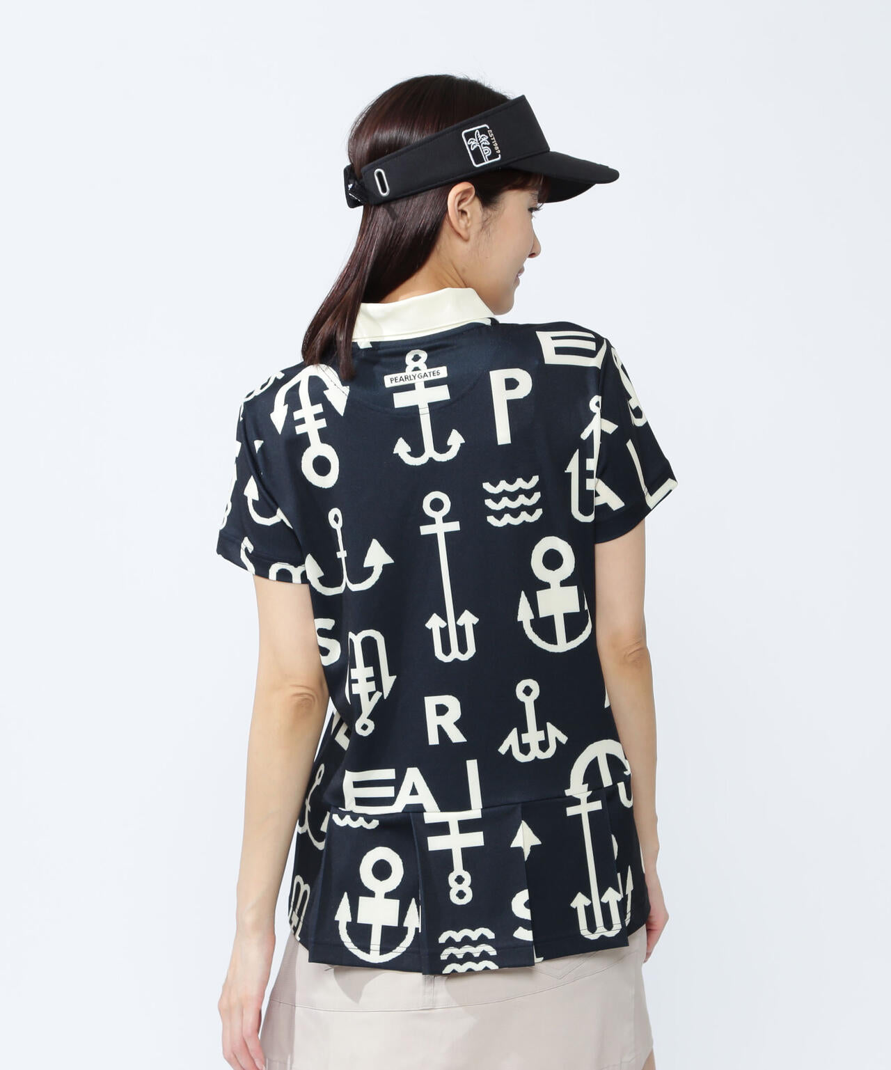 梨地半袖ポロシャツ <アンカーロゴ総柄>