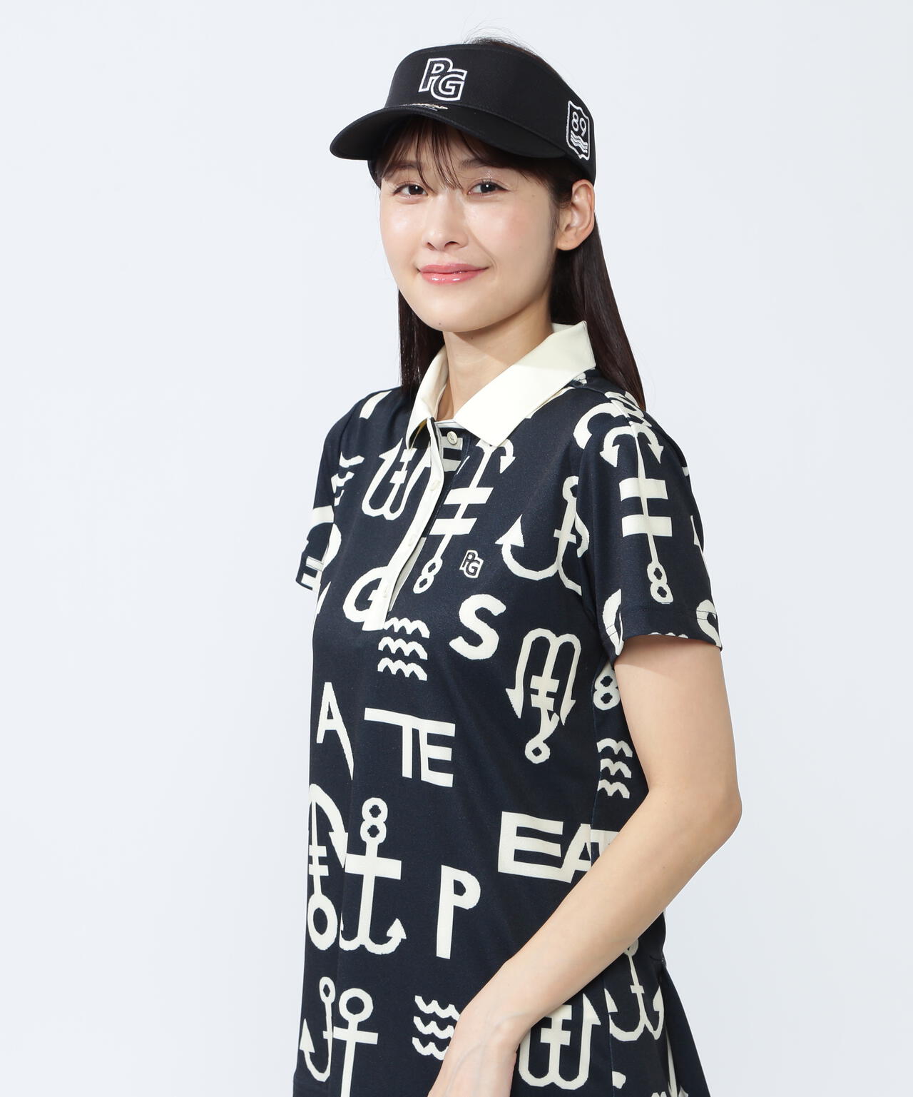 梨地半袖ポロシャツ <アンカーロゴ総柄>