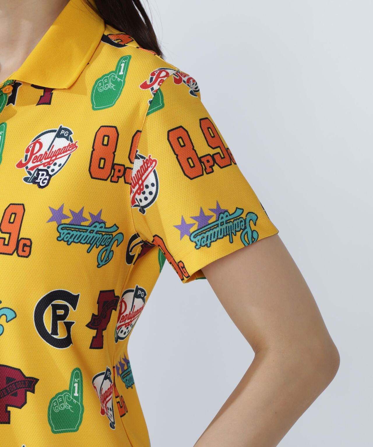 Peストレッチメッシュ半袖ポロシャツ <POPベースボール柄>