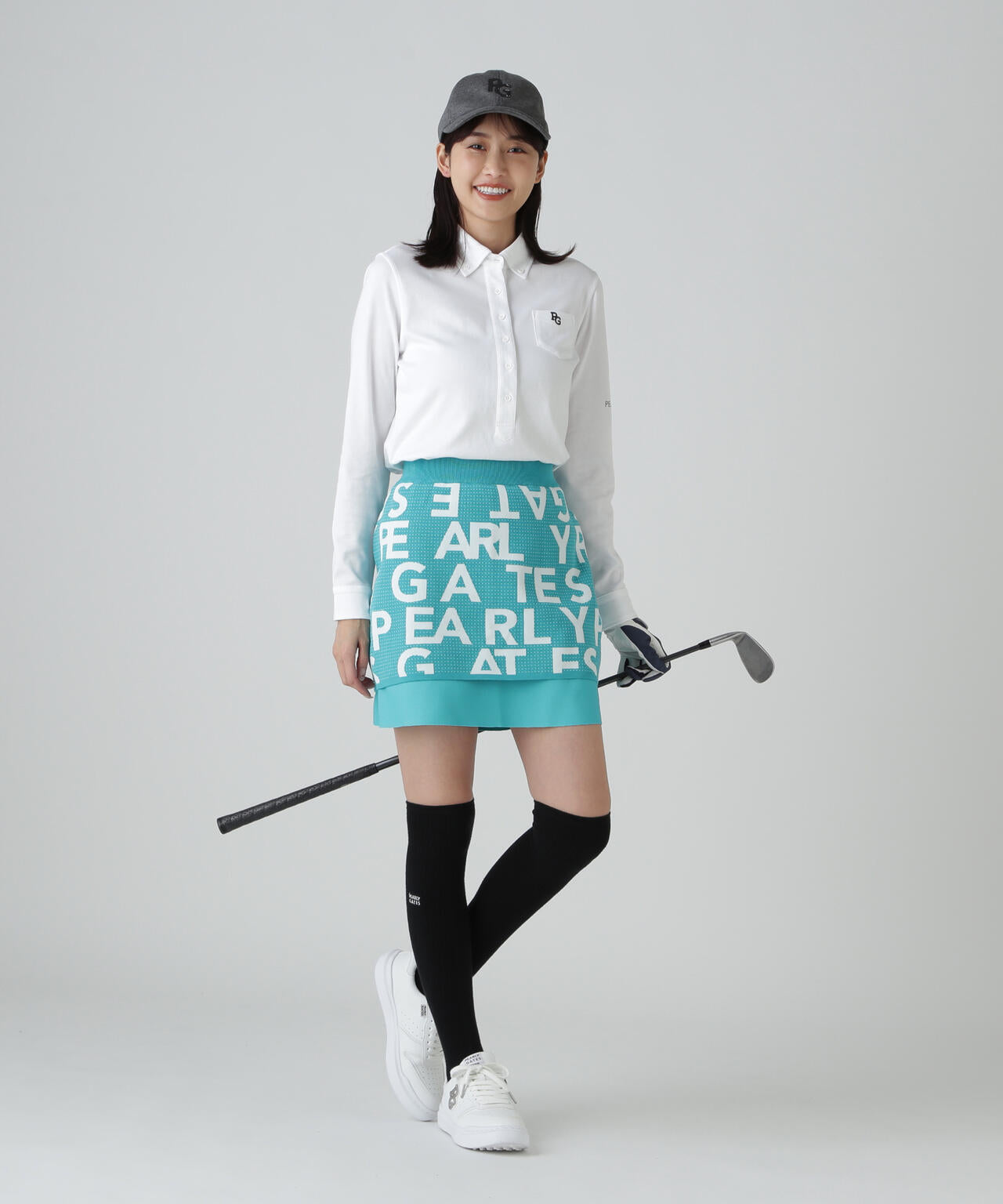 TCドットジャガード長袖ボタンダウンカットソー