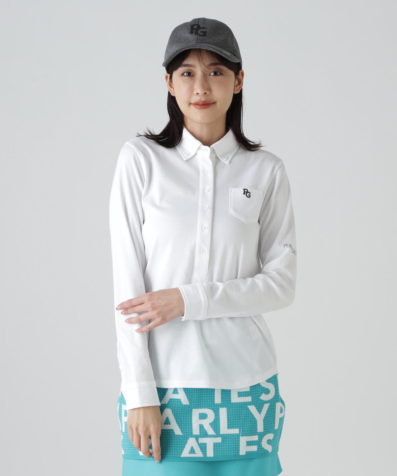 TCドットジャガード長袖ボタンダウンカットソー