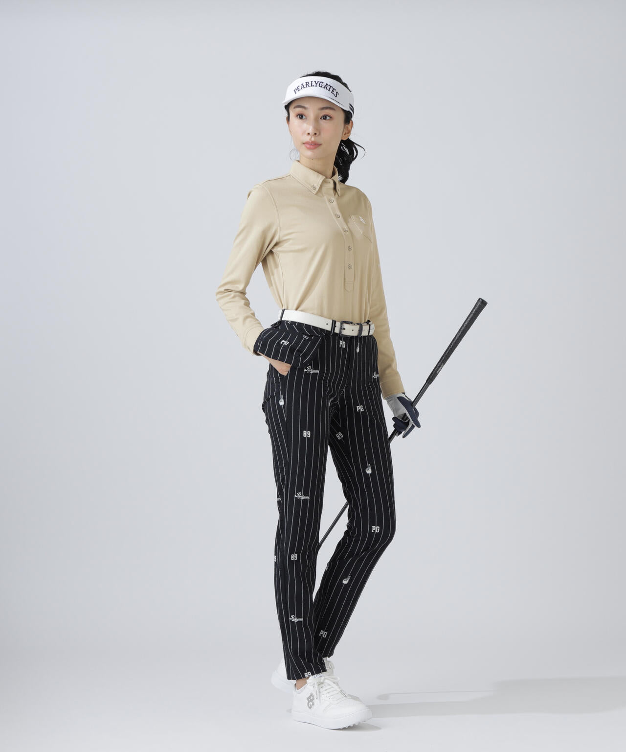 TCドットジャガード長袖ボタンダウンカットソー