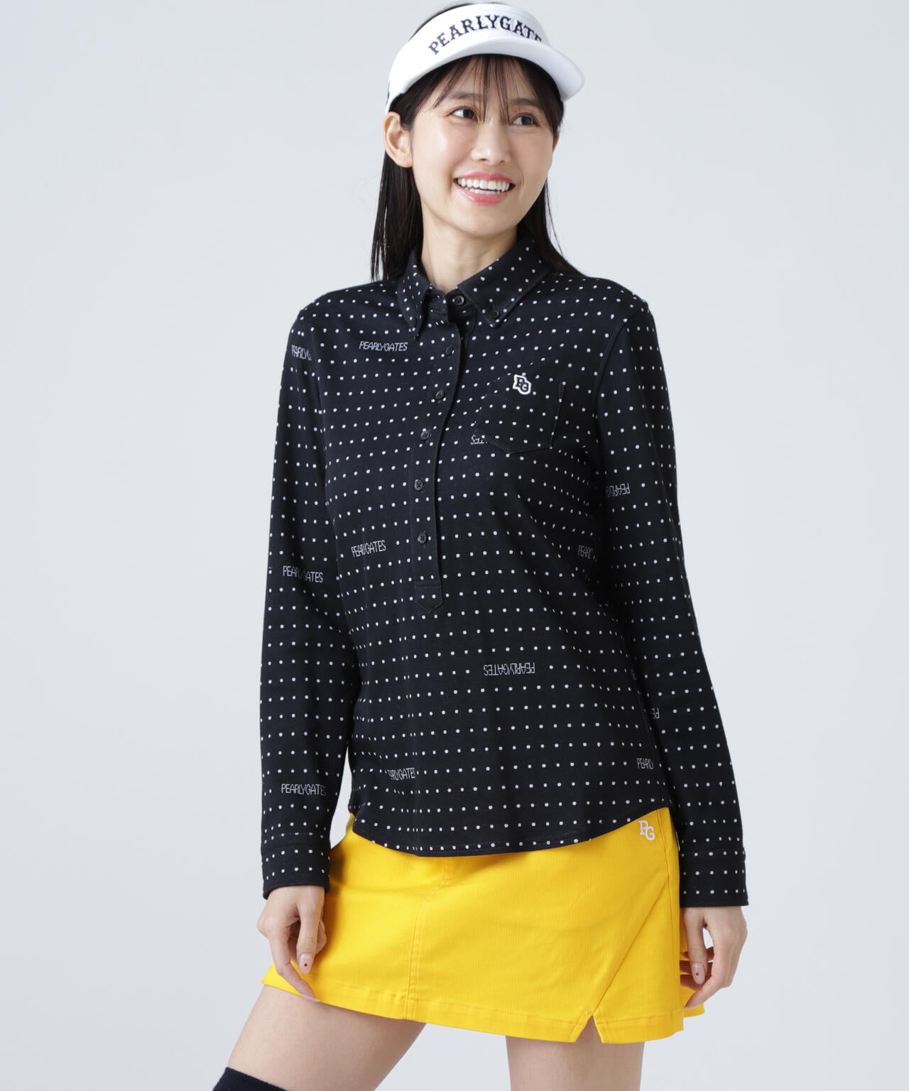 TCドットジャガード長袖ボタンダウンカットソー ＜ミニドット柄