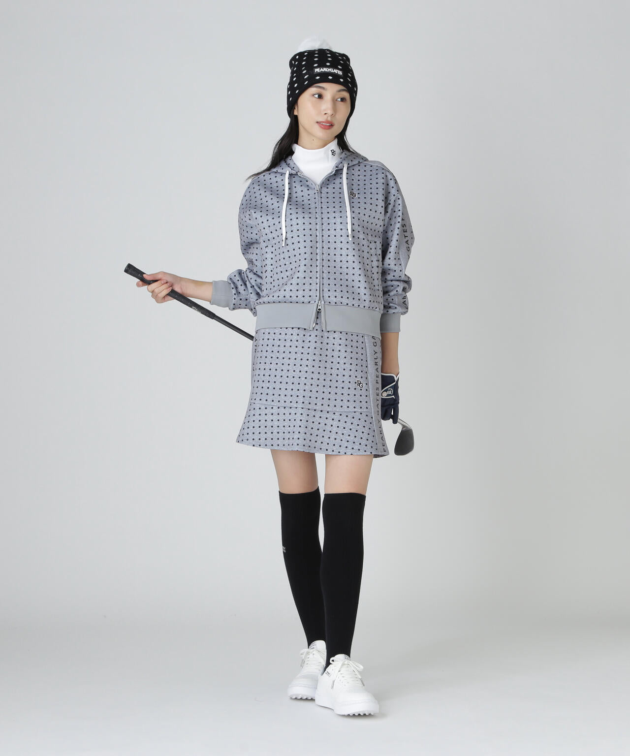 ダブルフェイス フルジップフーディ <ミニドット柄>