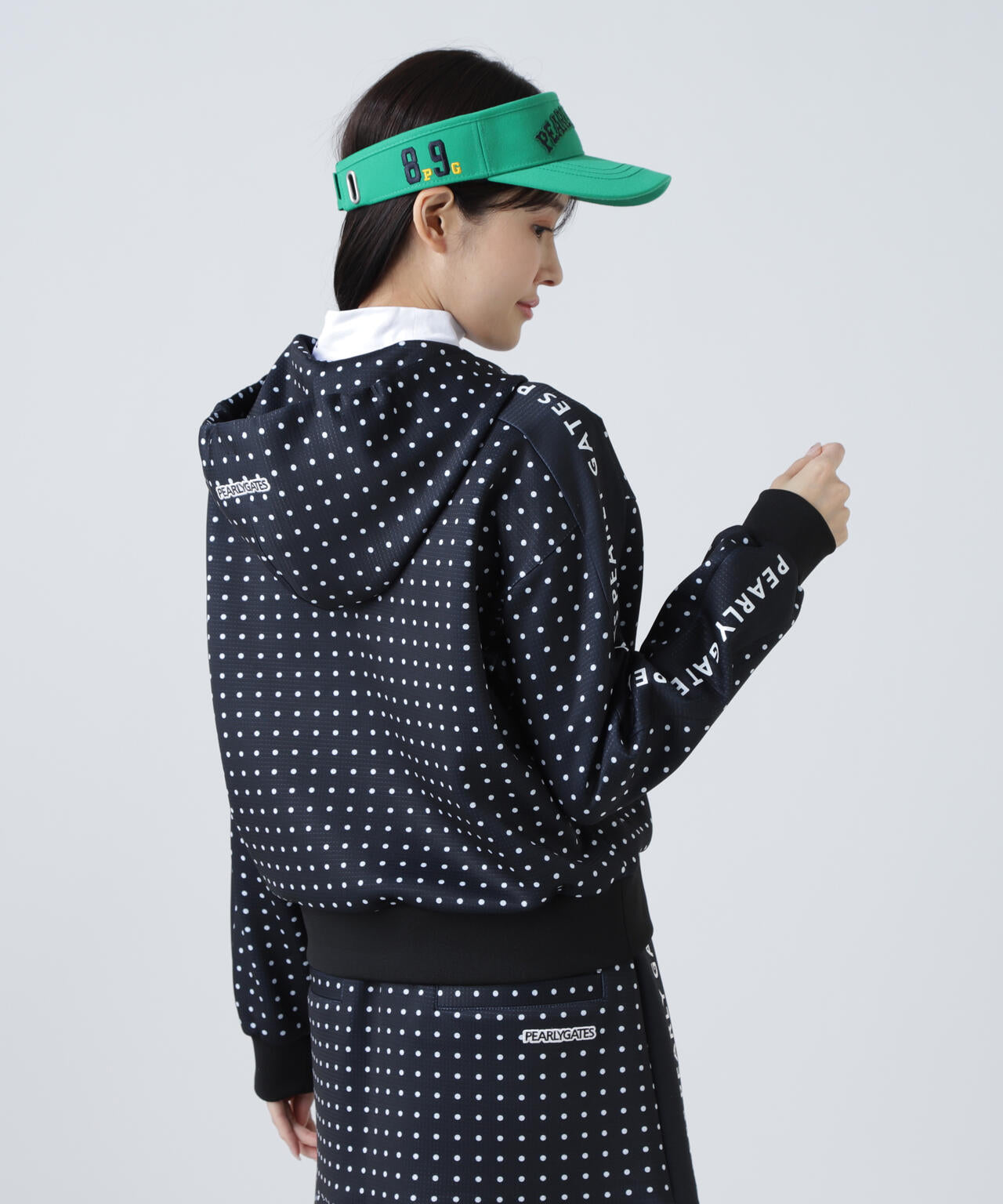 ダブルフェイス フルジップフーディ <ミニドット柄>