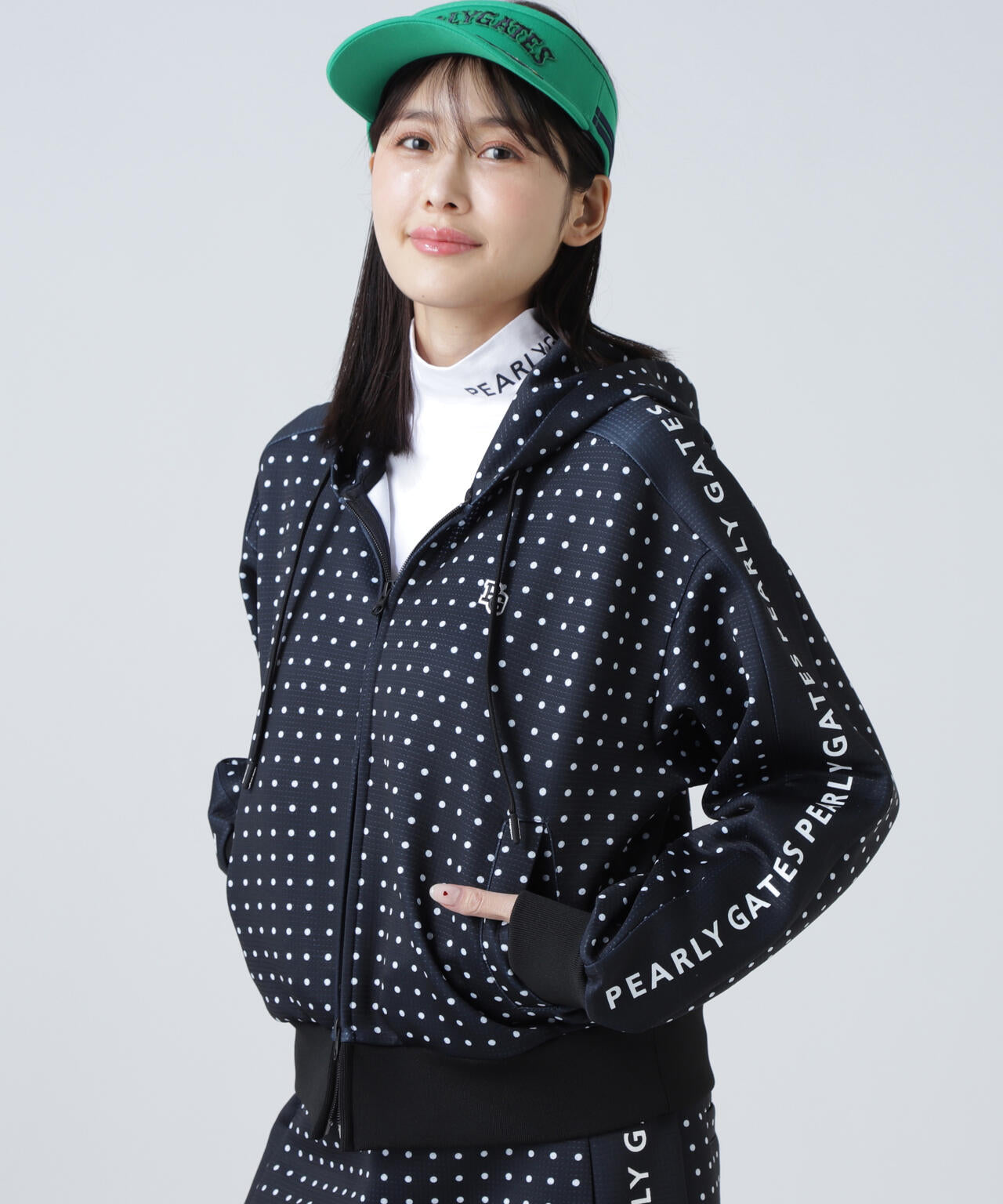 ダブルフェイス フルジップフーディ <ミニドット柄>