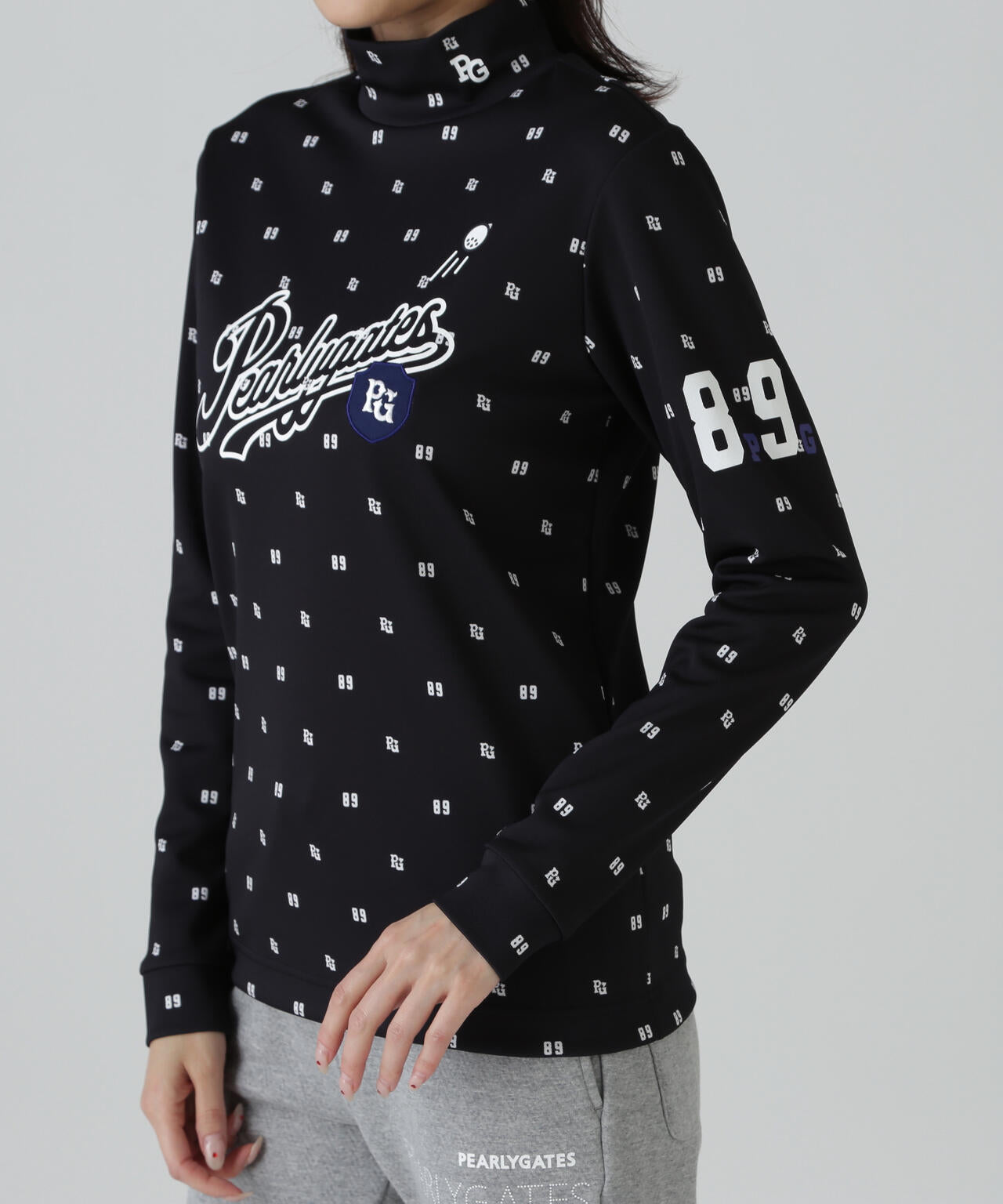 鹿の子ダンボールゼブラ長袖ハイネックカットソー <PG89ロゴ柄>