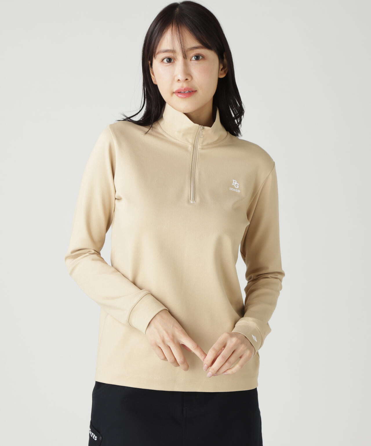 【PGHORSE】ソフトフィールポンチ長袖ハーフジップカットソー