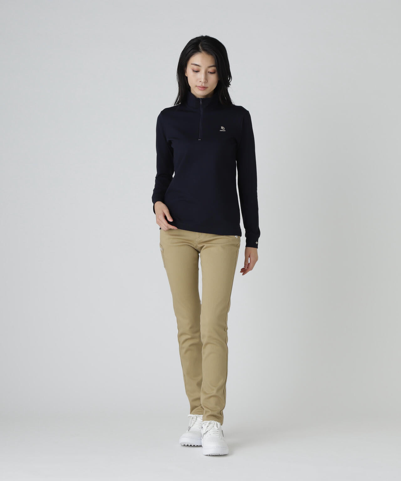 【PGHORSE】ソフトフィールポンチ長袖ハーフジップカットソー