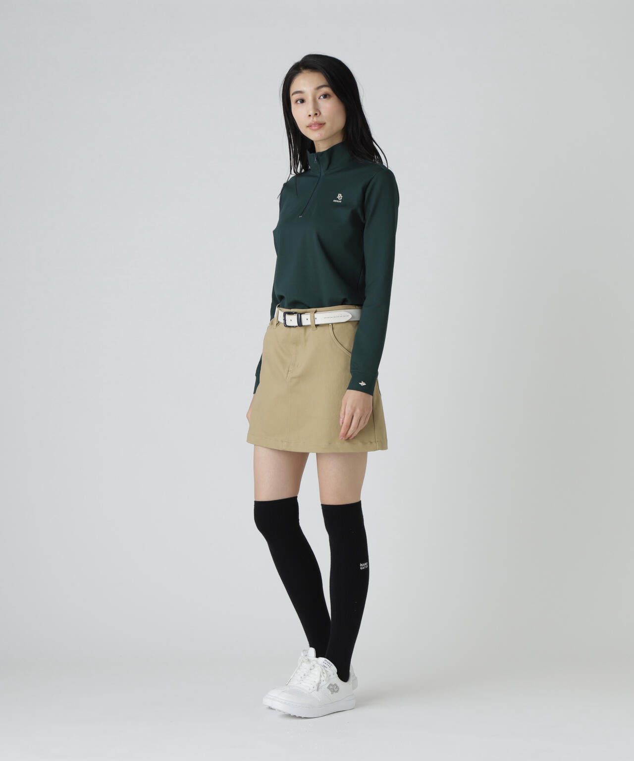 【PGHORSE】ソフトフィールポンチ長袖ハーフジップカットソー