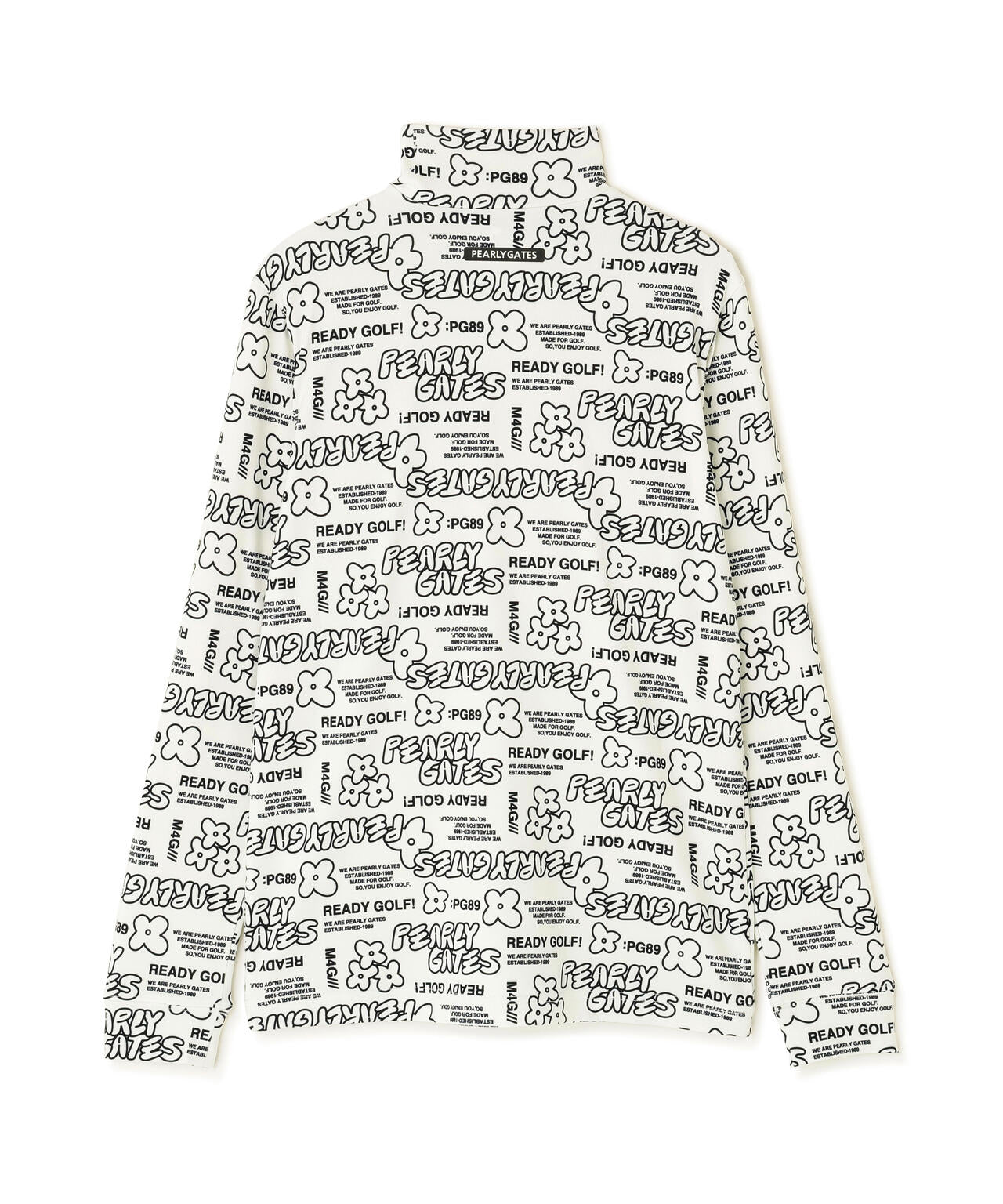 裏起毛ベア天竺長袖ハイネックカットソー <ロゴ×花柄プリント>