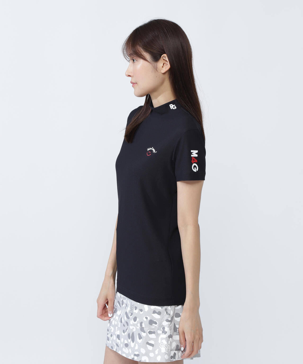 ハニカムカノコ半袖モックネックカットソー