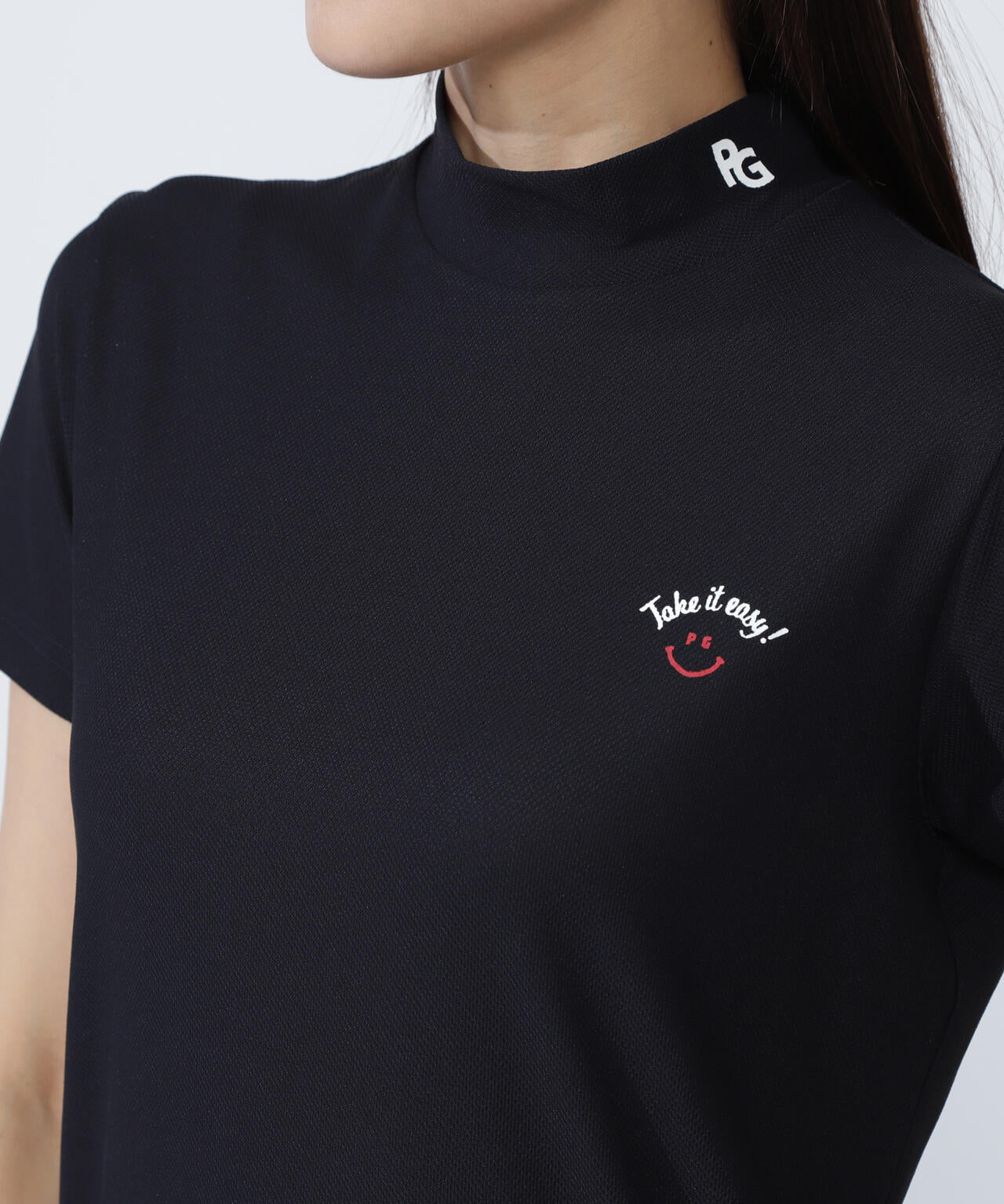 ハニカムカノコ半袖モックネックカットソー