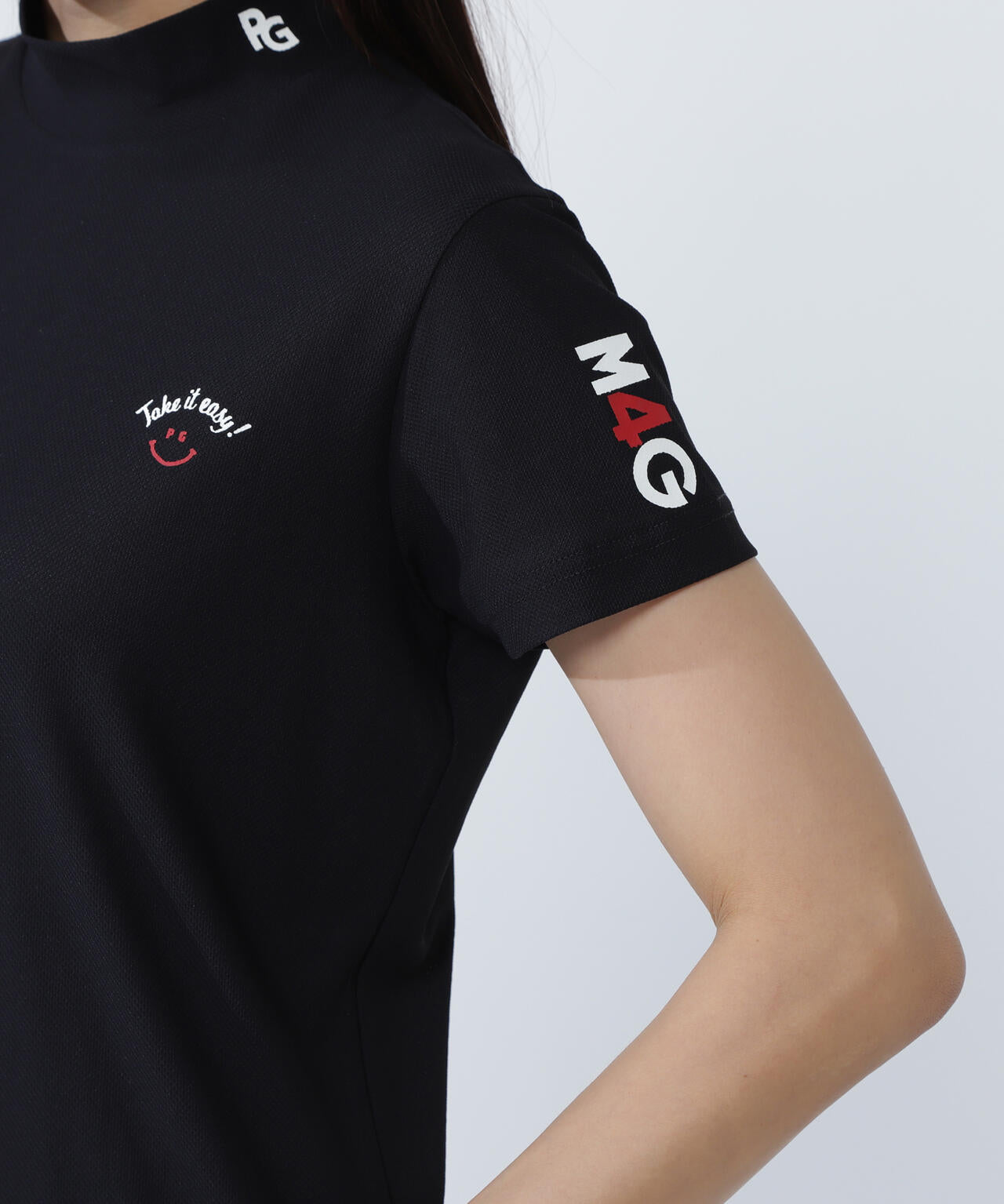 ハニカムカノコ半袖モックネックカットソー