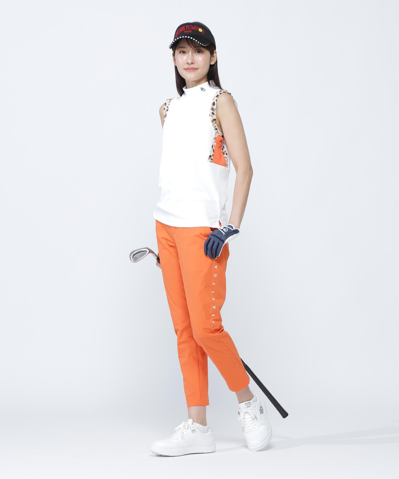 アクアツイストドットメッシュスリーブレスモックネックカットソー