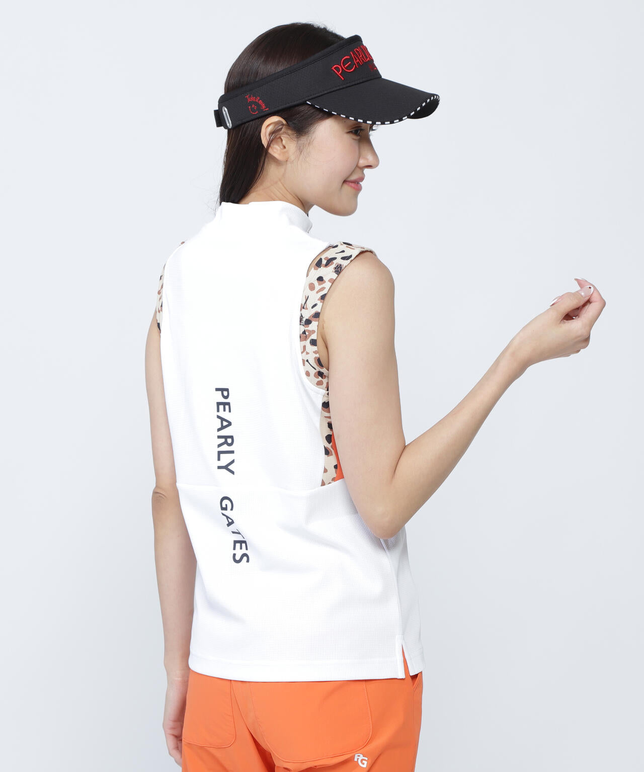 アクアツイストドットメッシュスリーブレスモックネックカットソー