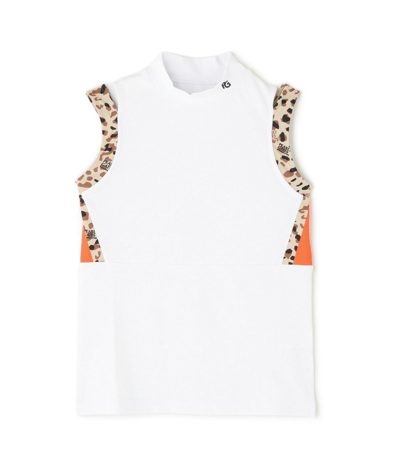 アクアツイストドットメッシュスリーブレスモックネックカットソー