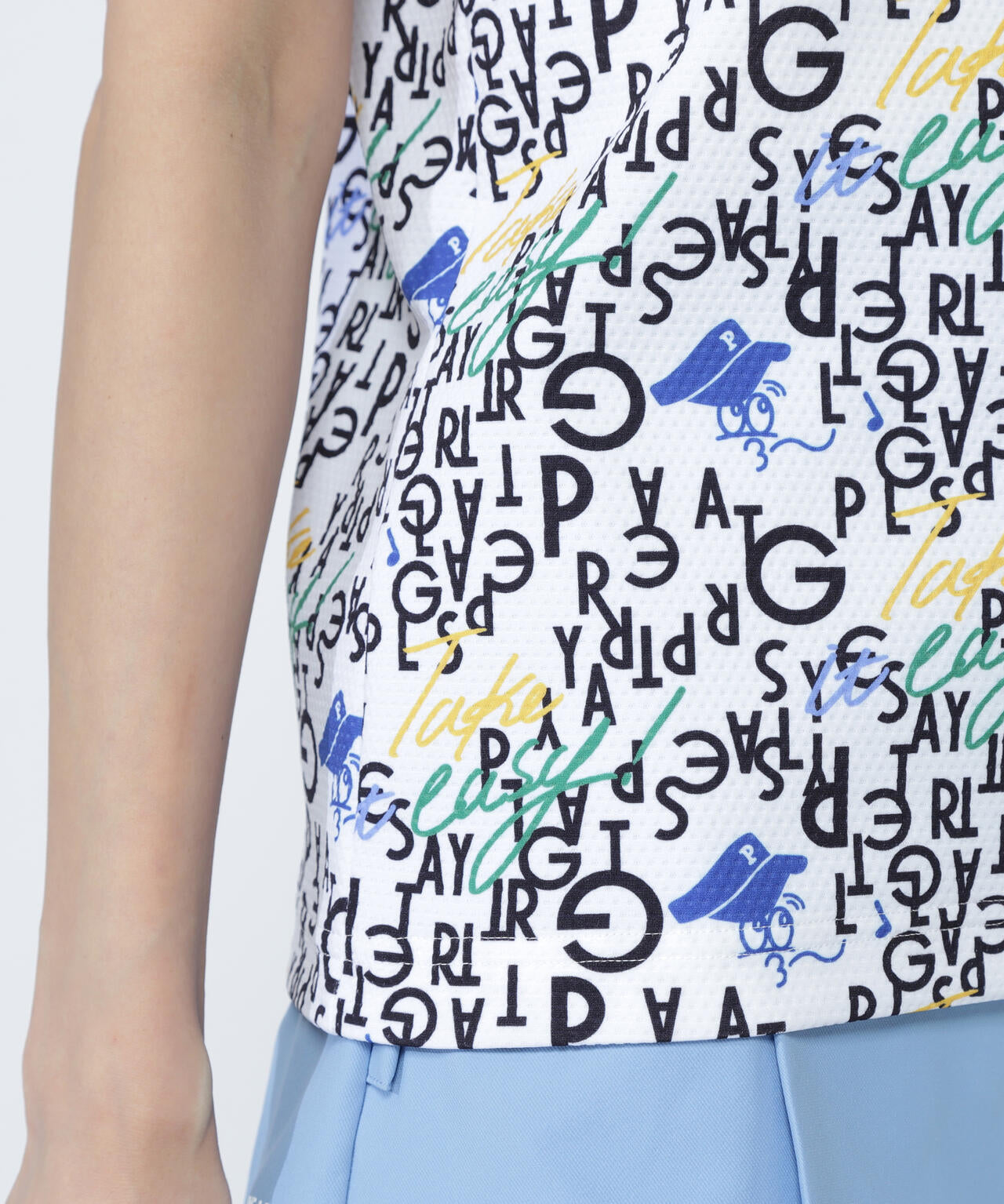 BALLくんロゴ総柄プリント半袖モックネックカットソー