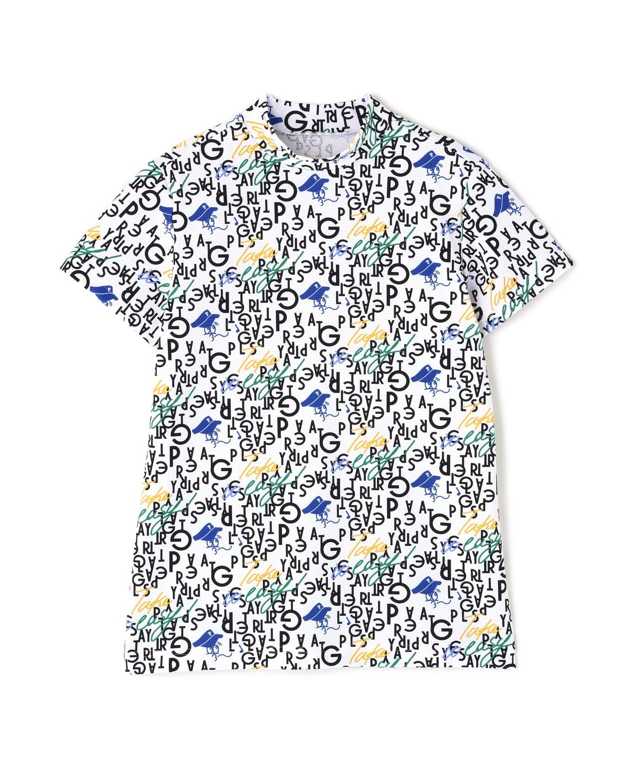 BALLくんロゴ総柄プリント半袖モックネックカットソー