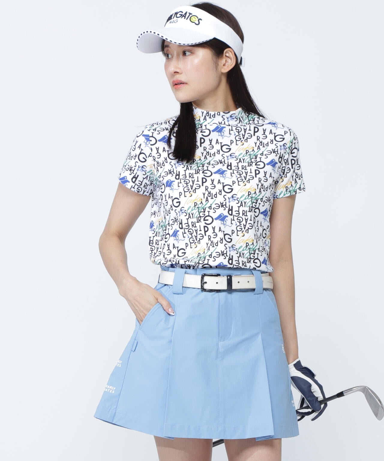 BALLくんロゴ総柄プリント半袖モックネックカットソー