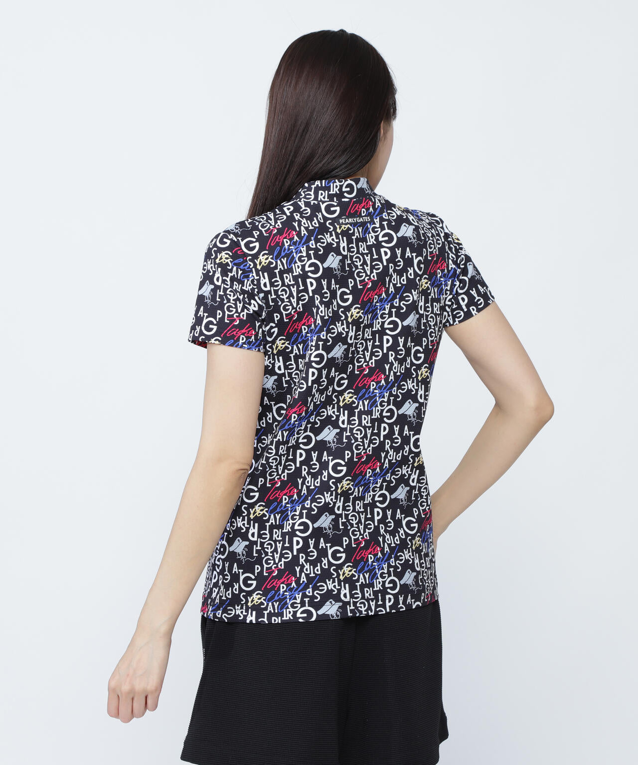 BALLくんロゴ総柄プリント半袖モックネックカットソー