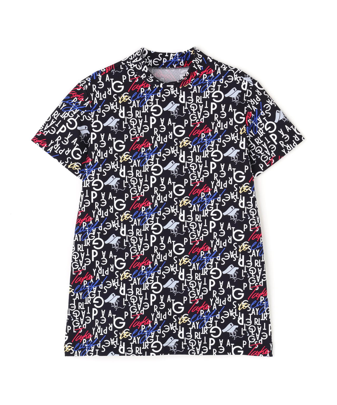 BALLくんロゴ総柄プリント半袖モックネックカットソー