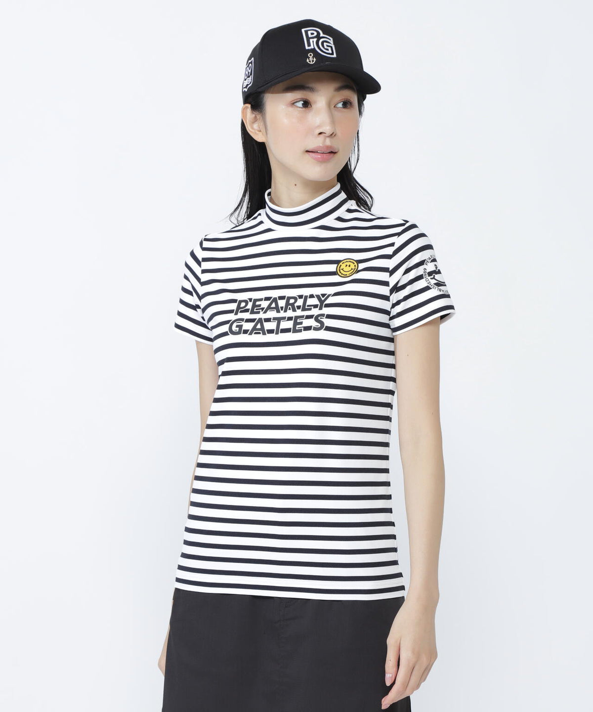 【PG is PG】 ベアカノコ半袖ハイネックカットソー <ボーダー柄>